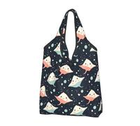 Sacchetti per la spesa riutilizzabili con stampa a razza carina, 3 pezzi, pieghevoli, con manici