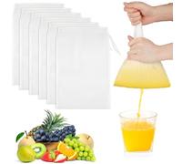 Sacchetti per latte di noci, 6 panni riutilizzabili, 20 × 30 cm, tessuto fine, in nylon, sacchetti per latte di noci, lavabili con coulisse, per latte di noci, formaggio, caffè, yogurt, succo di