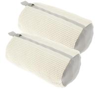 Sacchetti per Lavaggio Scarpe, 2 Pezzi, 39 x 19 cm, Riutilizzabili, con Cerniera, per Lavatrice (Bianco)