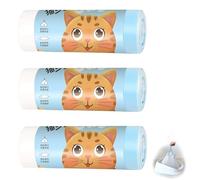 Sacchetti per lettiera per gatti, 60 pezzi, 58 cm x 35 cm, sacchetti per lettiera per gatti, con laccetti, resistenti agli strappi, colore bianco, per lettiera e rifiuti di animali domestici
