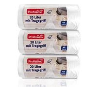 Sacchetti per l'immondizia con maniglia per il trasporto, da 20 litri, anti-strappo e impermeabili. Tre confezioni da 120 pezzi (3 x 40 pezzi). Prodotto e confezione riciclabili