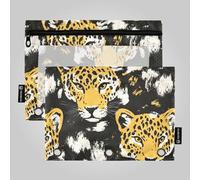 Sacchetti per matite scuri leopardati gialli inserti per raccoglitori a tre anelli tasche con 3 anelli per ufficio ufficio organizer documenti