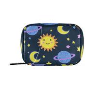 Sacchetti per medicinali da donna con glitter finti con sole e luna, con scomparti staccabili, riutilizzabili, organizer per pillole giornaliere per borsa