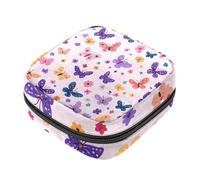 Sacchetti per mestruali con farfalla colorata con fiore e sfondo per scuola, porta tovaglioli igienici, sacchetti per assorbenti da donna, con cerniera