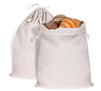 Sacchetti per pane grandi in lino per pane fatto in casa, 2 pezzi, riutilizzabili, in cotone, con coulisse, per conservare gli alimenti, 30,5 x 38,1 cm, sacchetti per pane artigianale con lievito