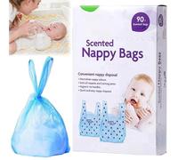 Sacchetti per Pannolini,90 pezzi Sacchetti per Pannolini Profumati con Manici per Legare,Borsa per Pannolini usa e Getta,Sacco Della Spazzatura per Pannolini per Bambini