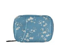 Sacchetti per pillole con fiori dipinti a olio blu e bianchi per medicine con scomparti staccabili, comodo organizer per pillole 3 volte al giorno per borsa