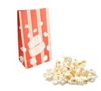 Sacchetti per Popcorn in Carta, Righe Rosse e Blu, 14x24 cm e 20x23,5 cm, Set da 100 Pezzi (cm 14+8x24h RIGA ROSSA)