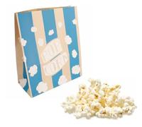 Sacchetti per Popcorn in Carta, Righe Rosse e Blu, 14x24 cm e 20x23,5 cm, Set da 100 Pezzi (cm 20+9x23,5 h RIGA AZZURRA)