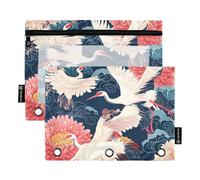 Sacchetti per raccoglitori a 3 anelli con cerniera con finestra trasparente rosso e bianco gru fiori portamatite finestra trasparente e occhielli a tre anelli raccoglitore per riporre studenti