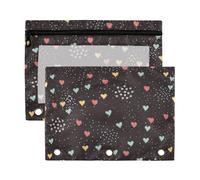 Sacchetti per raccoglitori a forma di amore, con finestra trasparente, tasche grandi e robuste, 3 fori perforati, per riporre forniture scolastiche e ufficio, multicolore, 2 pezzi