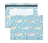 Sacchetti per raccoglitori Adorabili 3 anelli Tasca per Lettera di Carta A4 Confezione da 2 Studenti Forniture Artistiche Storage Under Marine Shark Bubble Baby Blue Bolsa para lapices