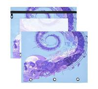 Sacchetti per raccoglitori adorabili a 3 anelli per lettere di carta A4, confezione da 2 articoli artistici per insegnanti, scheletro viola astratto, note musicali