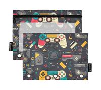 Sacchetti per raccoglitori con cerniera con finestra trasparente a colori cartoni animati Game Machine astuccio in plastica in colori assortiti cartelle perforate a 3 fori per forniture per ufficio