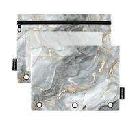 Sacchetti per raccoglitori con cerniera con finestra trasparente in marmo oro bianco con tasche Finestra trasparente e occhielli 3 anelli cartelle per riporre forniture per ufficio scolastico