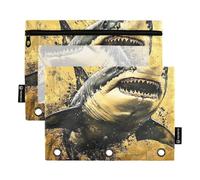 Sacchetti per raccoglitori con cerniera con finestra trasparente nero oro feroce pesce mare astuccio in plastica con cerniera occhielli rinforzati 3 anelli raccoglitore scuola classe ufficio