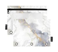 Sacchetti per raccoglitori con cerniera con finestra trasparente, struttura in marmo bianco e oro, grande astuccio con cerniera in colori assortiti, raccoglitore a tre anelli per riporre studenti