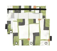 Sacchetti per raccoglitori con cerniera geometrica verde dal design semplice e casual, con finestra trasparente, grande capacità, 3 anelli, raccoglitore con cerniera, per scuola, scuola, ufficio
