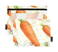 Sacchetti per raccoglitori con cerniere lisce, tasca a 3 fori per 3 raccoglitori ad anelli, confezione da 2 articoli per studenti in classe carote croccanti