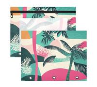 Sacchetti per raccoglitori con cerniere lisce, tasca a 3 fori per raccoglitori a 3 anelli, confezione da 2 pezzi per studenti, forniture artistiche estive da spiaggia geometriche