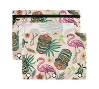 Sacchetti per raccoglitori con fenicottero tropicale colorato e speranza, con finestra trasparente, grande astuccio con cerniera e occhielli rinforzati, 3 anelli, per ufficio, scuola, cosmetici,