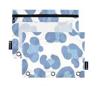 Sacchetti per raccoglitori con finestra trasparente Denim Blue Leopard Anelli cartelle con tasche Grande Capacità Raccoglitore 3 Anelli per Classe, Scuola Forniture per Ufficio Multicolore, 2 PZ
