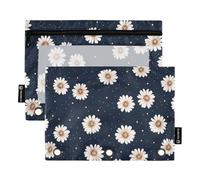 Sacchetti per raccoglitori con finestra trasparente, margherite bianche e nere con cerniera, grandi e robusti, 3 anelli per riporre studenti scolastici e insegnanti, multicolore, 2 pezzi