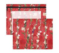 Sacchetti per raccoglitori con fiori rossi retrò con cerniere lisce, per lettere di carta A4, confezione da 2 forniture per insegnanti