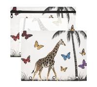 Sacchetti per raccoglitori in plastica robusta, per raccoglitori a 3 anelli, confezione da 2 pezzi, per insegnanti, casa, animali selvatici, giraffa, stile anime americano, nero