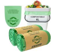 Sacchetti per rifiuti alimentari compostabili da 6 l, sacchetti biodegradabili Kitbest con certificazione EN13432 per la casa, compost, cucina, sacchetti della spazzatura