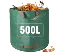 Sacchetti per rifiuti da giardino, resistenti, 500 l, riutilizzabili, con manici, grandi sacchetti per rifiuti da giardino, verdi, per cortile, detriti, erba tagliata, raccolta di foglie di immondizia