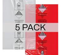 Sacchetti per rifiuti di amianto resistenti, 120 x 90 cm, contrassegnati UN2212/UN2590, capacità 30 kg, confezione da 5, resistenti agli strappi, colore: rosso e trasparente (5)