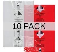 Sacchetti per rifiuti di amianto resistenti, 91,4 x 121,9 cm, rosso e trasparente, marcati UN2212/UN2590, capacità 30 kg, sacchetti per rimozione e smaltimento dell'amianto (confezione multipla) (10)
