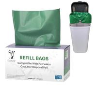 Sacchetti per rifiuti di cani/lettiera per gatti, compatibili con PetFusion, compostabili certificati, derivati dalle piante, lunghi e durevoli, sacchetti di ricambio (15 pezzi)