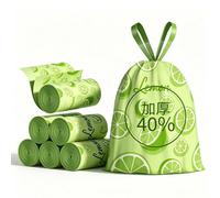 Sacchetti per rifiuti resistenti & economici, resistenti agli strappi, profumati al limone verde, anti-odore, con cordino, sacchetti di plastica con manico 100 pezzi,50 pezziPolietilene