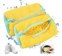 Sacchetti per Scarpe Lavanderia sacchetto scarpe lavatrice Scarpe, 2 pezzi, per lavatrice, anti-deformazione, Riutilizzabile e Resistente, biancheria, scarpe a rete, per scarpe da ginnastica (giallo)