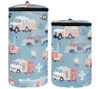 Sacchetti per scarpe per lavatrice, 2 pezzi, scarpe da ginnastica, borsa per lavatrice, camion dei pompieri, ambulanza, minivan, polizia, auto, blu, rosso, arancione, borsa per la pulizia delle