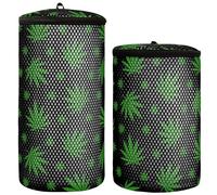 Sacchetti per scarpe per lavatrice, scarpe da ginnastica, confezione da 2 sacchetti per il lavaggio delle scarpe, per lavatrice, foglie verdi, nero, Foglie verdi nere, 1 size, Moderno/adattabile