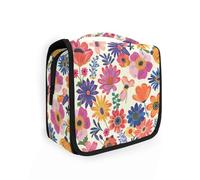 Sacchetti per trucco con fiori colorati con gancio per appendere la borsa cosmetica con scomparti e maniglia