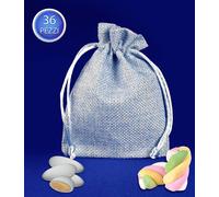 Sacchetti portaconfetti in tessuto 36 pz vari colori bomboniera festa 9 x 12 cm