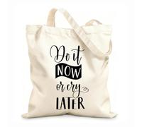 Sacchetti portaoggetti in poliestere e cotone fallo ora o piangi dopo lettering Tessuto spesso 12 once Scritta personalizzabile 31x36cm Media