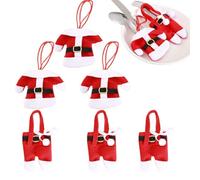 Sacchetti Portaposate A Tema Natalizio 3 Pezzi Decorazione Costume Di Babbo | Posate Natalizia e Borsa Portaposate Per Feste Party Pranzo Cena Cucchiaio Forchetta Tavola e Cucina Nero