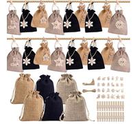 Sacchetti regalo calendario 'Avvento | Calendario 'Avvento riempibile con 24 sacchetti con coulisse | Decorazioni natalizie per il conto alla rovescia fai-da-te per decorazioni natalizie per l'home of