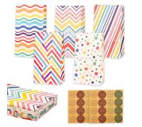 Sacchetti Regalo di Carta Arcobaleno,25 Pièces Sacs Cadeau avec 32 Autocollants,Sacchetti di Carta per Caramelle,Sacchetti Compleanno Bambini per Confezionare Regali, Matrimoni, Festa, Pasqua, Natale