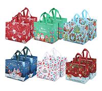 Sacchetti regalo di Natale 12 Pezzi, Sacchetti della Spesa Riutilizzabili, Sacchetti di Natale Multifunzionali non tessuti per Confezionare Regali, Forniture per Feste di Natale, 32,5 × 25 × 17 cm