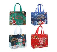 Sacchetti Regalo di Natale, 32.5 x 25 x 17 cm Sacchetti Regalo Natale Grandi con Manici, Riutilizzabile Buste Regalo Natale Borse per la Spesa Natale in Tessuto Non Tessuto, 4pc