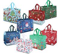 Sacchetti regalo di Natale 8 Pezzi, Sacchetti della Spesa Riutilizzabili, Sacchetti di Natale Multifunzionali non tessuti per Confezionare Regali, Forniture per Feste di Natale, 32,5 × 25 × 17 cm