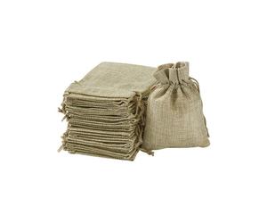 Sacchetti regalo in juta e lino, confezione da 100 pezzi, ideali per bomboniere di nozze, caramelle e gioielli, 13,5 x 9,5 cm.