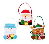 Sacchetti Regalo Natalizi - 3 Sacchetti Per Biscotti Natalizi - Cestino Riutilizzabile 15x13 Cm - Contenitore Regalo A Tema Natalizio | Articoli Per Feste Con Manico Per Aula, Scuola, Eventi, Complean