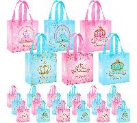 Sacchetti regalo per feste di principi e principesse con manici, sacchetti per dolcetti, caramelle e regali per feste di genere, festa di nascità, matrimoni 24 pezzi,MISCELA DA 12 PZ,6 pezzi blu,6 pez
